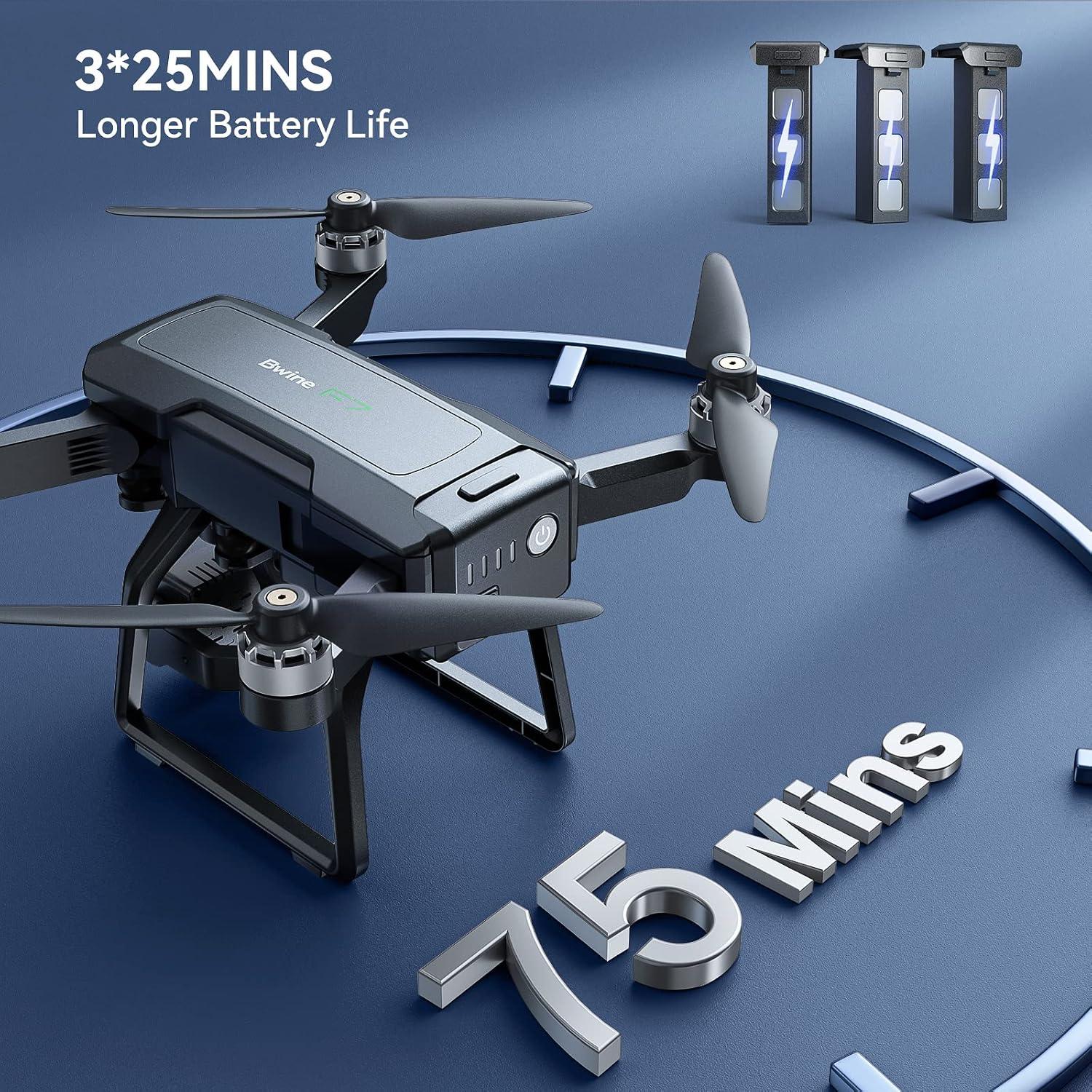 Bwine F7 4K GPS Drone, 3-Axis Gimbal, 75 Min Flight, Night Vision, Auto Return