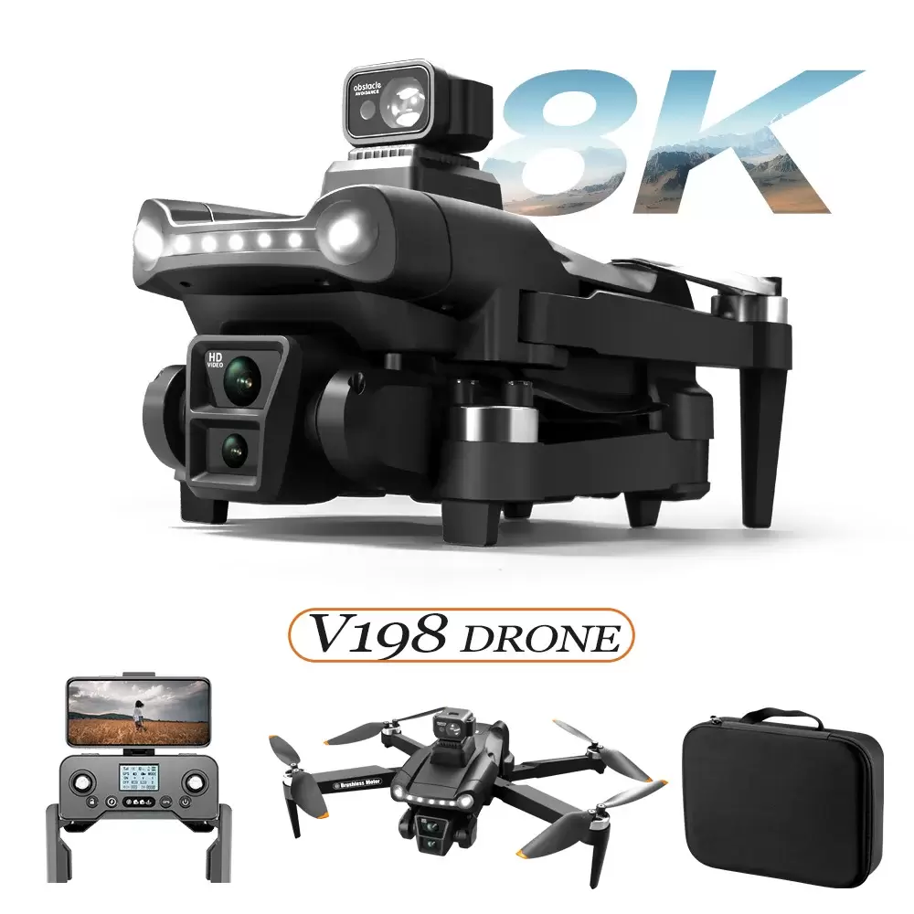 V198 GPS Drone: 8K Camera, 5G WiFi, Obstacle Avoidance, Foldable